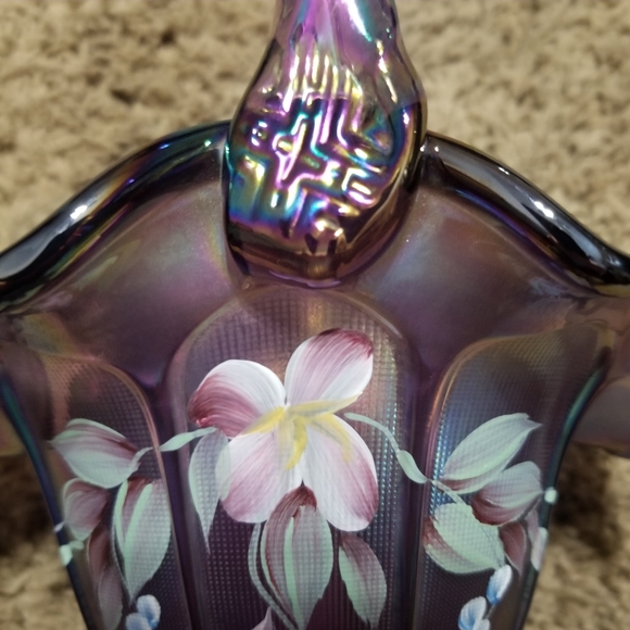 Fenton Art Glass Plum Wisteria Basket 75th Diamond Jubilee Collection Vintage - Picture 6 of 14